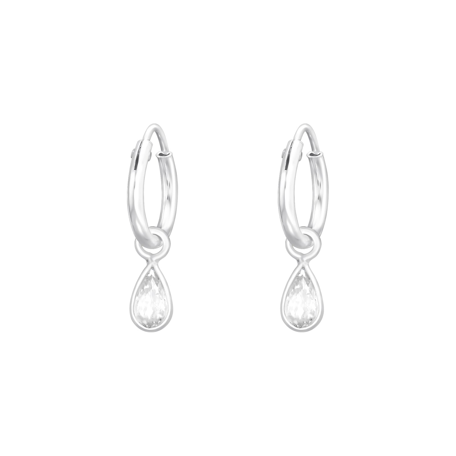 925 Sterling Silver Teardrop Ear Hoops