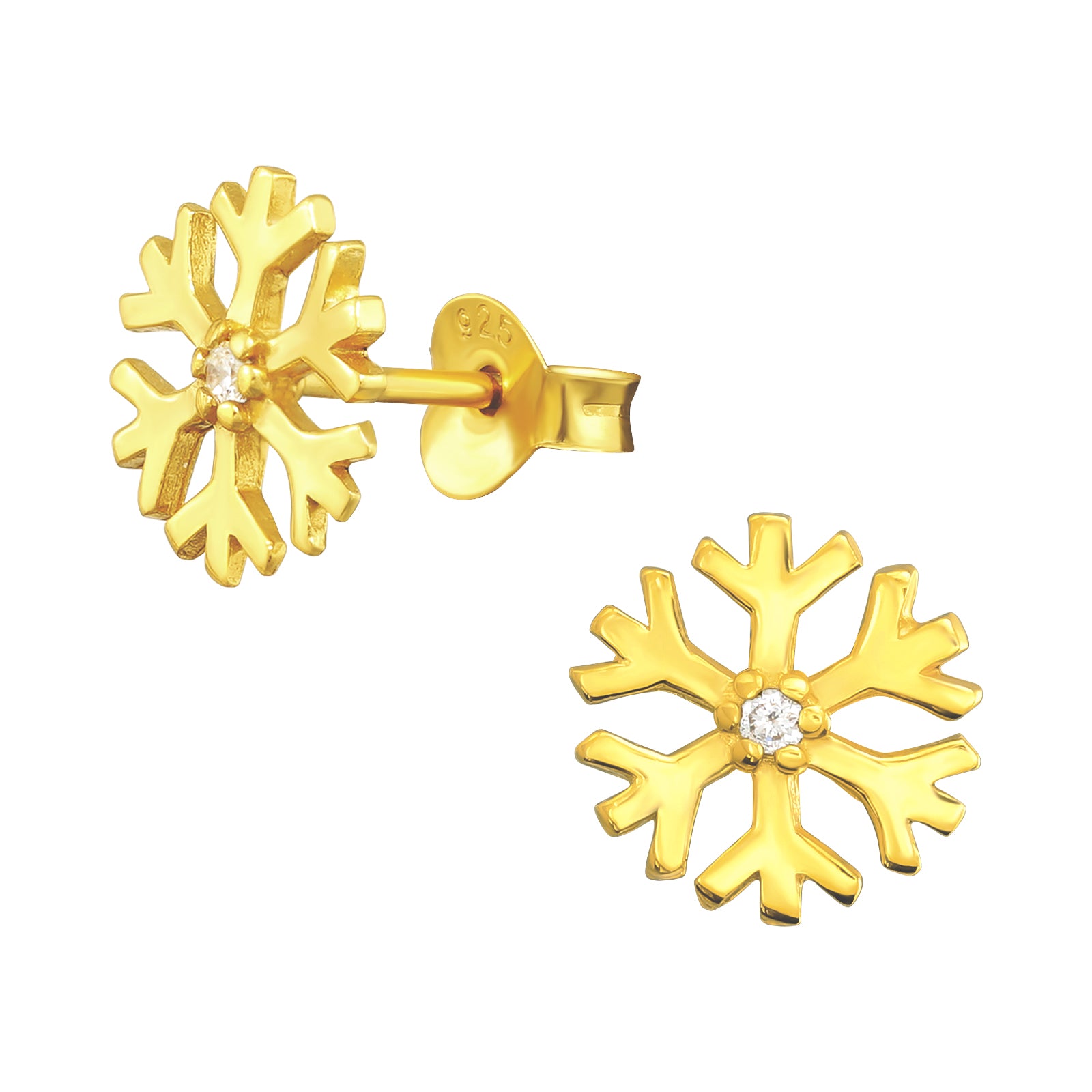 Cubic Zirconia Snowflake Ear Studs